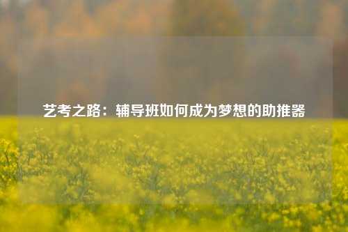 艺考之路:辅导班如何成为梦想的助推器